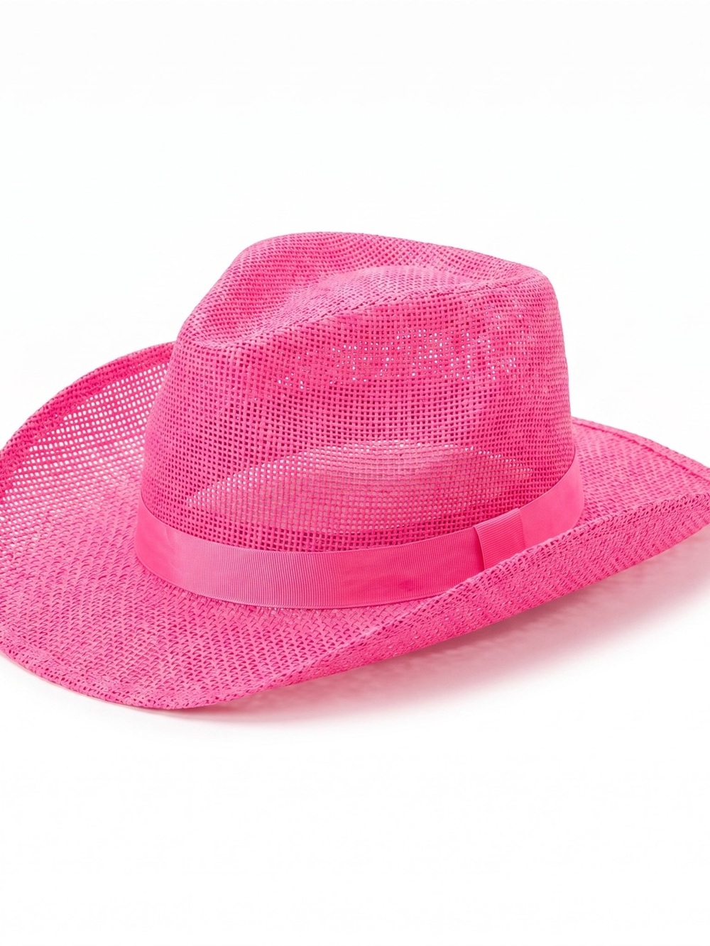 Bright Pink Women's Straw Cowboy Hat